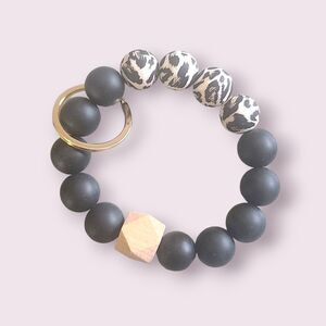 Beaded Bracelet Keychain Silicone Bangle Keyring Wristlet Boho